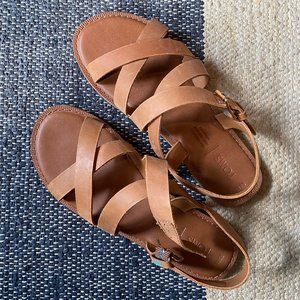 Tom's Tan Leather Women's Sicily Sandals, Size 6.5